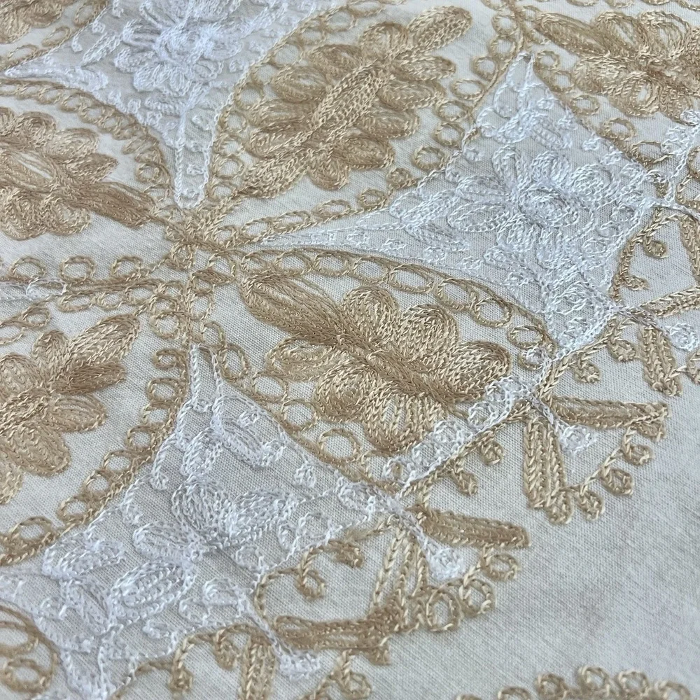 Vintage Aghabani Embroidered Orientalist Cotton Silk Tablecloth + 10 Napkins